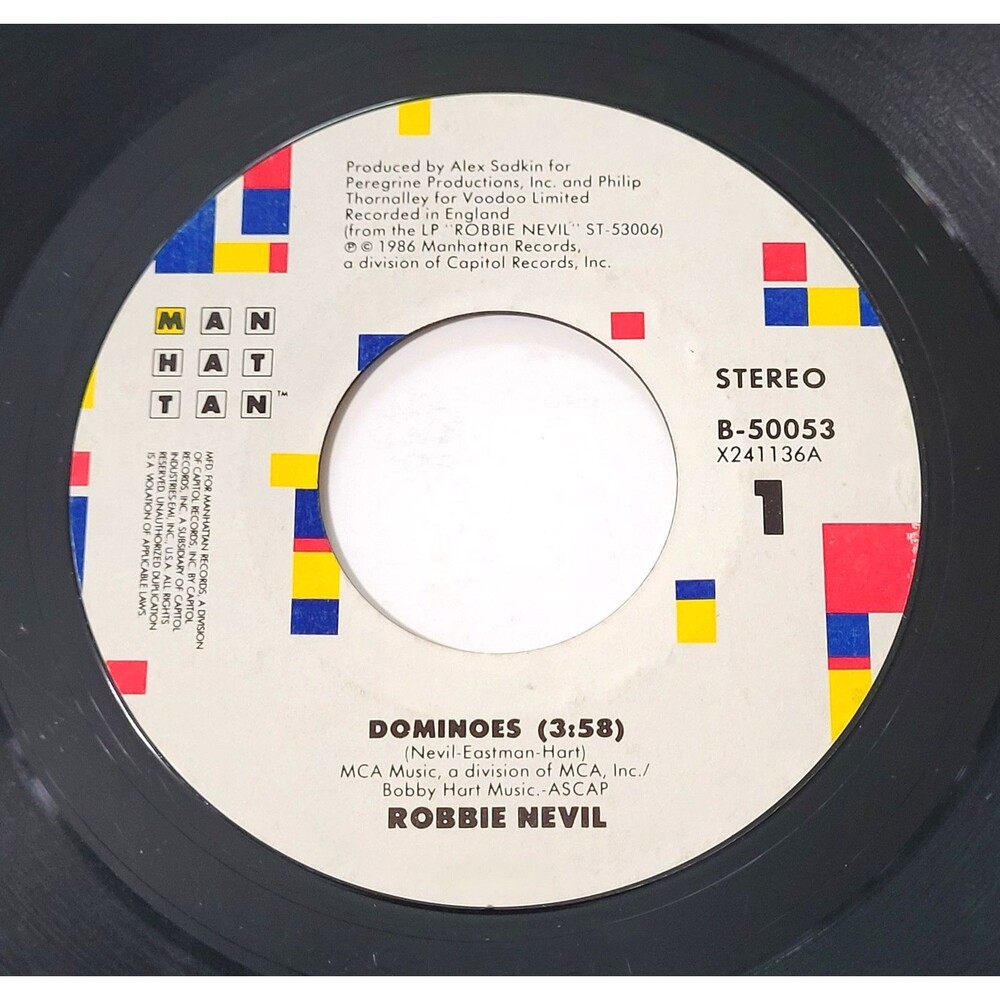 Robbie Nevil Dominoes / Neighbors 45 RPM Vinyl Manhattan VG Synth-Pop '86